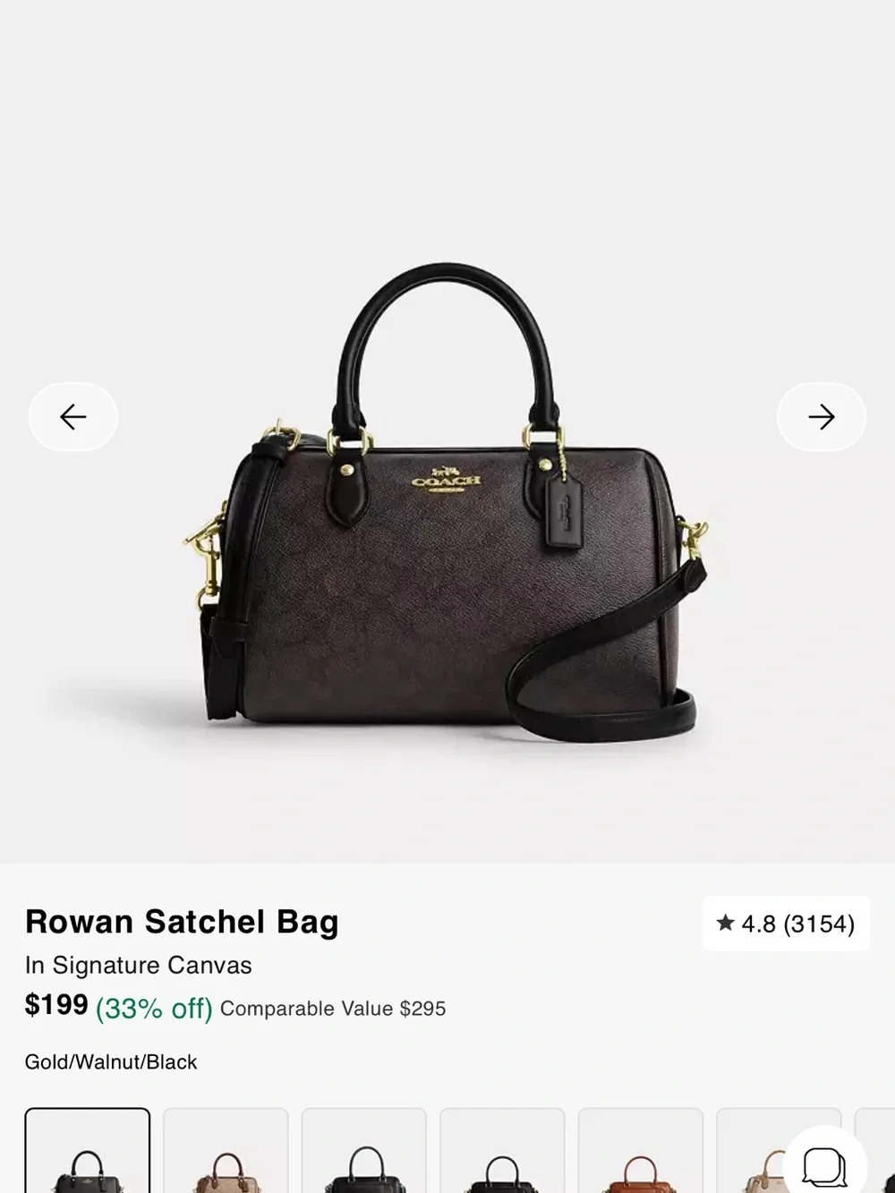 Coach Rowan Satchel - Walnut with Black Trim